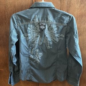 191 Unlimited Gray Button Up Shirt Med